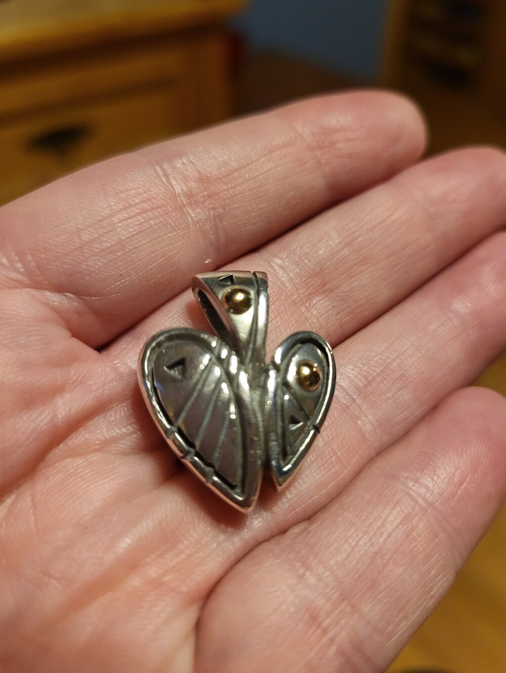 John Atencio Sterling Silver Heart Pendant with Gold 18k Accent